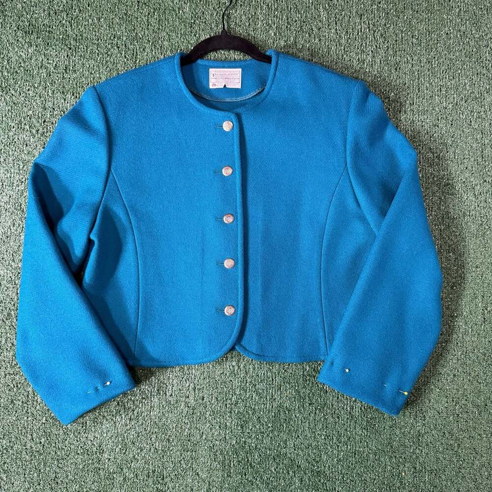 Vintage Pendleton Woolen Mills Turquoise Blue 100% Virgin Wool Button-Up Jacket